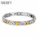 Pink Crystal Zircon Healing Magnetic Bracelet for Women