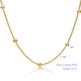 NIBA Gold-color Round Ball Pendant Necklace Link Chain Jewelry