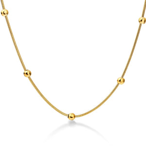 NIBA Gold-color Round Ball Pendant Necklace Link Chain Jewelry