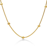 NIBA Gold-color Round Ball Pendant Necklace Link Chain Jewelry