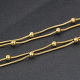 NIBA Gold-color Round Ball Pendant Necklace Link Chain Jewelry