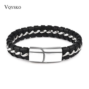 NIBA Top Man Cowhide Bracelet & Bangle Wrap Weaved Bracelet