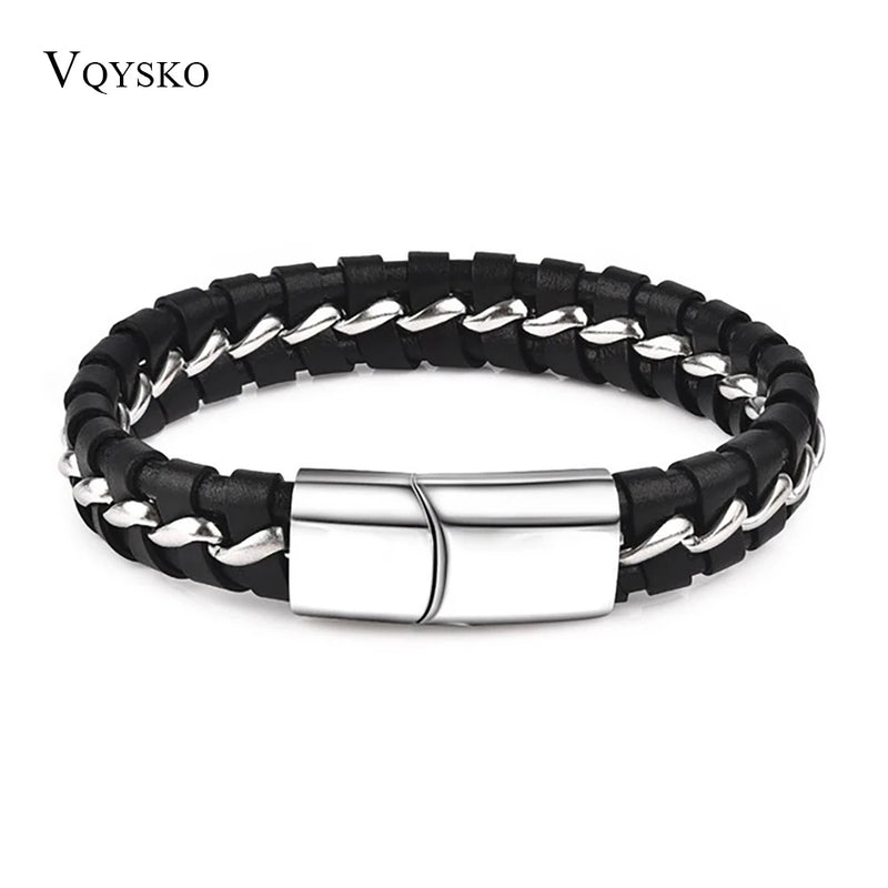 NIBA Top Man Cowhide Bracelet & Bangle Wrap Weaved Bracelet