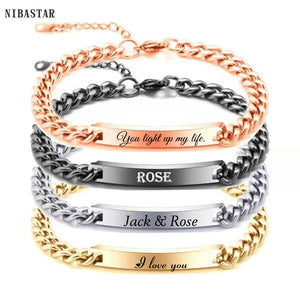 NIBASTAR Personalized Stainless Steel Name ID Bangle