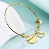 NIBASTAR 26 Letter Bracelet Stainless Steel Expandable Bangle for Women
