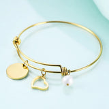 NIBASTAR 26 Letter Bracelet Stainless Steel Expandable Bangle for Women