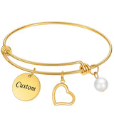 NIBASTAR 26 Letter Bracelet Stainless Steel Expandable Bangle for Women