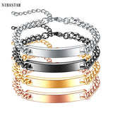 NIBASTAR Engraved Name Bracelet Men Stainless Steel Bangle Personalized Gift