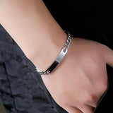NIBASTAR Engraved Name Bracelet Men Stainless Steel Bangle Personalized Gift
