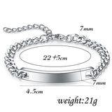 NIBASTAR Engraved Name Bracelet Men Stainless Steel Bangle Personalized Gift