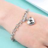 NIBASTAR Heart Letters Initial Bracelet Stainless Steel Alphabet Pendant Charms