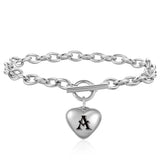 NIBASTAR Heart Letters Initial Bracelet Stainless Steel Alphabet Pendant Charms