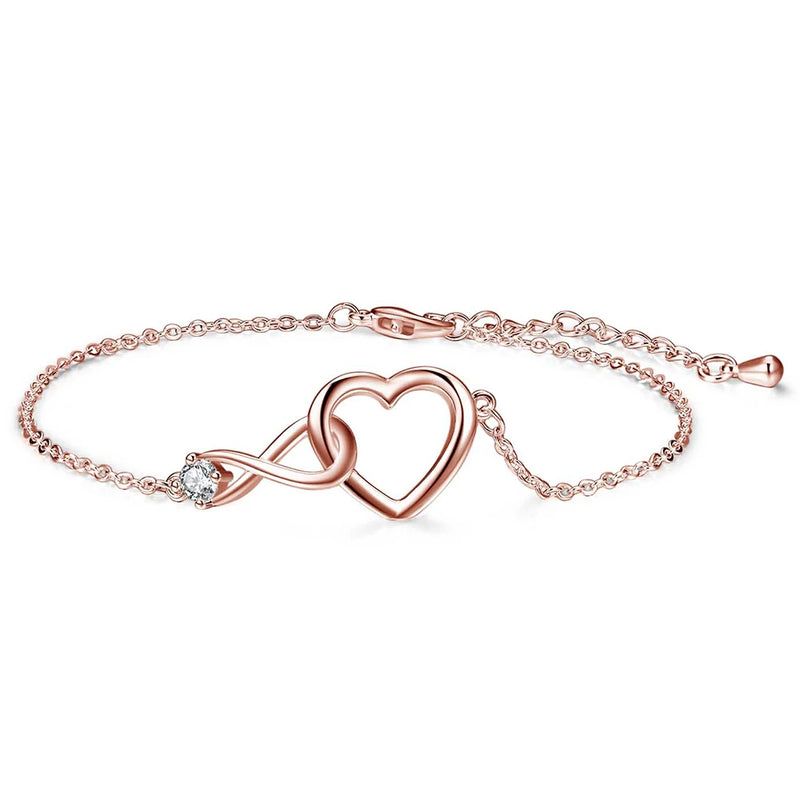 NIBASTAR Heart-Shaped Crystal Bangle Wedding Jewelry Gift