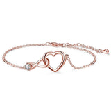 NIBASTAR Heart-Shaped Crystal Bangle Wedding Jewelry Gift
