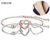 NIBASTAR Heart-Shaped Crystal Bangle Wedding Jewelry Gift