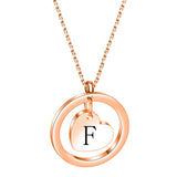 NIBASTAR Tiny Heart Letter Necklace Rose A-Z Stainless Steel