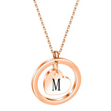 NIBASTAR Tiny Heart Letter Necklace Rose A-Z Stainless Steel