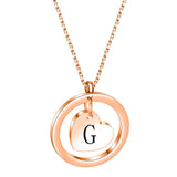 NIBASTAR Tiny Heart Letter Necklace Rose A-Z Stainless Steel