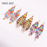 Boho Geometric Tassel Earrings Colorful Beads Drop Jewelry