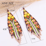 Boho Geometric Tassel Earrings Colorful Beads Drop Jewelry