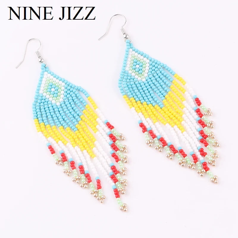 Colorful Beaded Tassel Earring for Women Ethnic Jewelry Gift