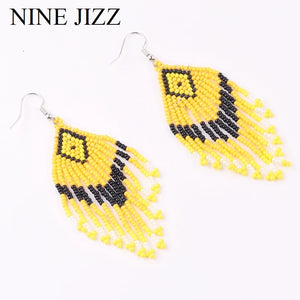 Colorful Beaded Tassel Earring for Women Ethnic Jewelry Gift