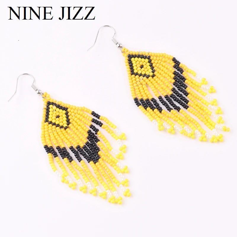 Colorful Beaded Tassel Earring for Women Ethnic Jewelry Gift