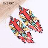 Bohemian Beaded Tassel Earrings Multicolor Statement Dangle Ethnic Jewelry
