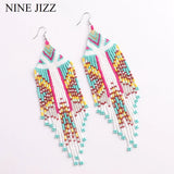 Bohemian Beaded Tassel Earrings Multicolor Statement Dangle Ethnic Jewelry