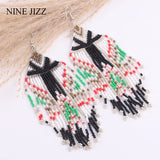 Bohemian Beaded Tassel Earrings Multicolor Statement Dangle Ethnic Jewelry
