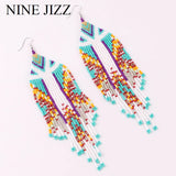 Bohemian Beaded Tassel Earrings Multicolor Statement Dangle Ethnic Jewelry