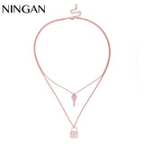 Key & Lock Chain Necklace Set for Women - Party Jewelry Gift