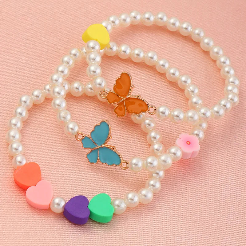 Acrylic Butterfly Love Girl Bracelet Set