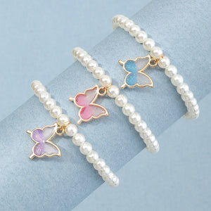 Acrylic Butterfly Love Girl Bracelet Set
