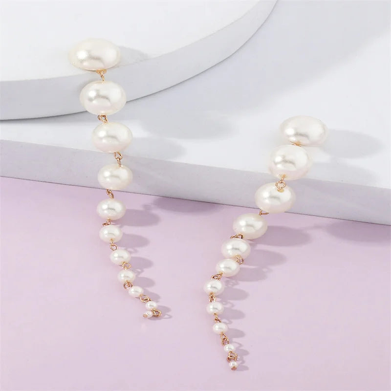 Vintage Simulated Pearl Dangle Earrings Round Wedding Gift