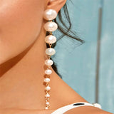 Vintage Simulated Pearl Dangle Earrings Round Wedding Gift