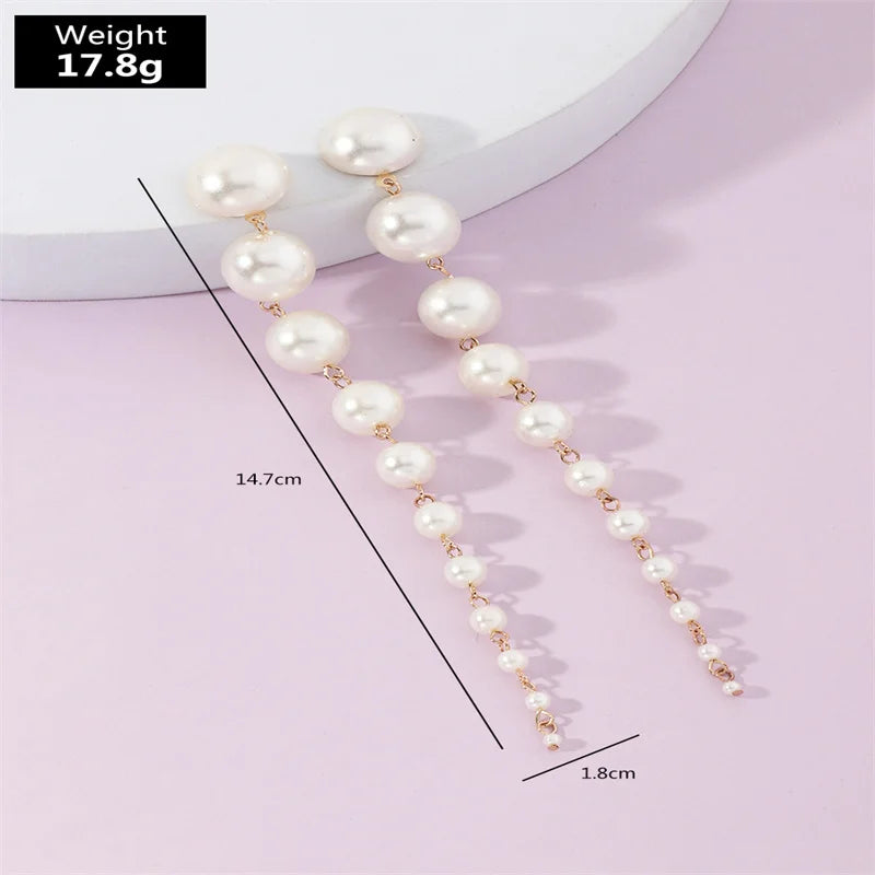 Vintage Simulated Pearl Dangle Earrings Round Wedding Gift