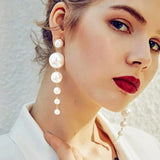 Vintage Simulated Pearl Dangle Earrings Round Wedding Gift