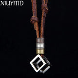 Leather Men Necklaces Pendants Punk Vintage Adjustable Brown Rope Chain