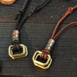 Leather Men Necklaces Pendants Punk Vintage Adjustable Brown Rope Chain