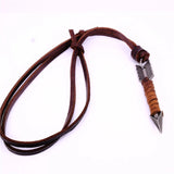 Leather Men Necklaces Pendants Punk Vintage Adjustable Brown Rope Chain