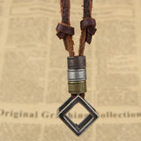 Leather Men Necklaces Pendants Punk Vintage Adjustable Brown Rope Chain