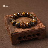 Tiger Eyes Stone Bead Bracelet For Men 14-20mm