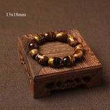 Tiger Eyes Stone Bead Bracelet For Men 14-20mm