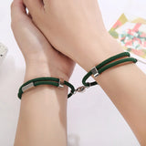 Couples Bracelet Pair Heart Magnet Attraction Stainless Steel Charm