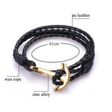Man Anchor Bracelet PU Leather Wristband Charm Braclet Male Jewelry