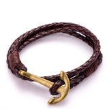 Man Anchor Bracelet PU Leather Wristband Charm Braclet Male Jewelry