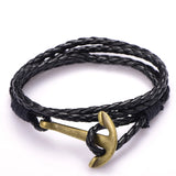 Man Anchor Bracelet PU Leather Wristband Charm Braclet Male Jewelry