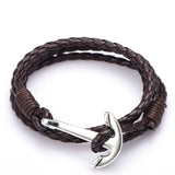 Man Anchor Bracelet PU Leather Wristband Charm Braclet Male Jewelry