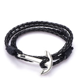 Man Anchor Bracelet PU Leather Wristband Charm Braclet Male Jewelry